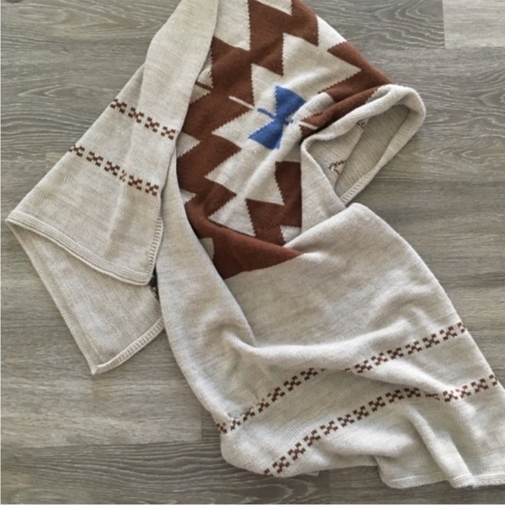 Vintage Oversized Ecote Tribal Blanket Scarf
